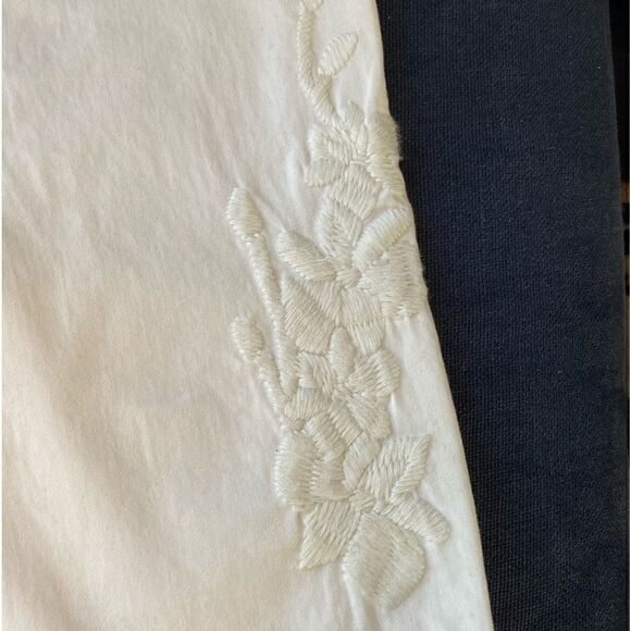 NWT ANTHROPOLOGIE CHINO Pants White Cotton Stretch Embroidered Leg Size 31P - Picture 7 of 10